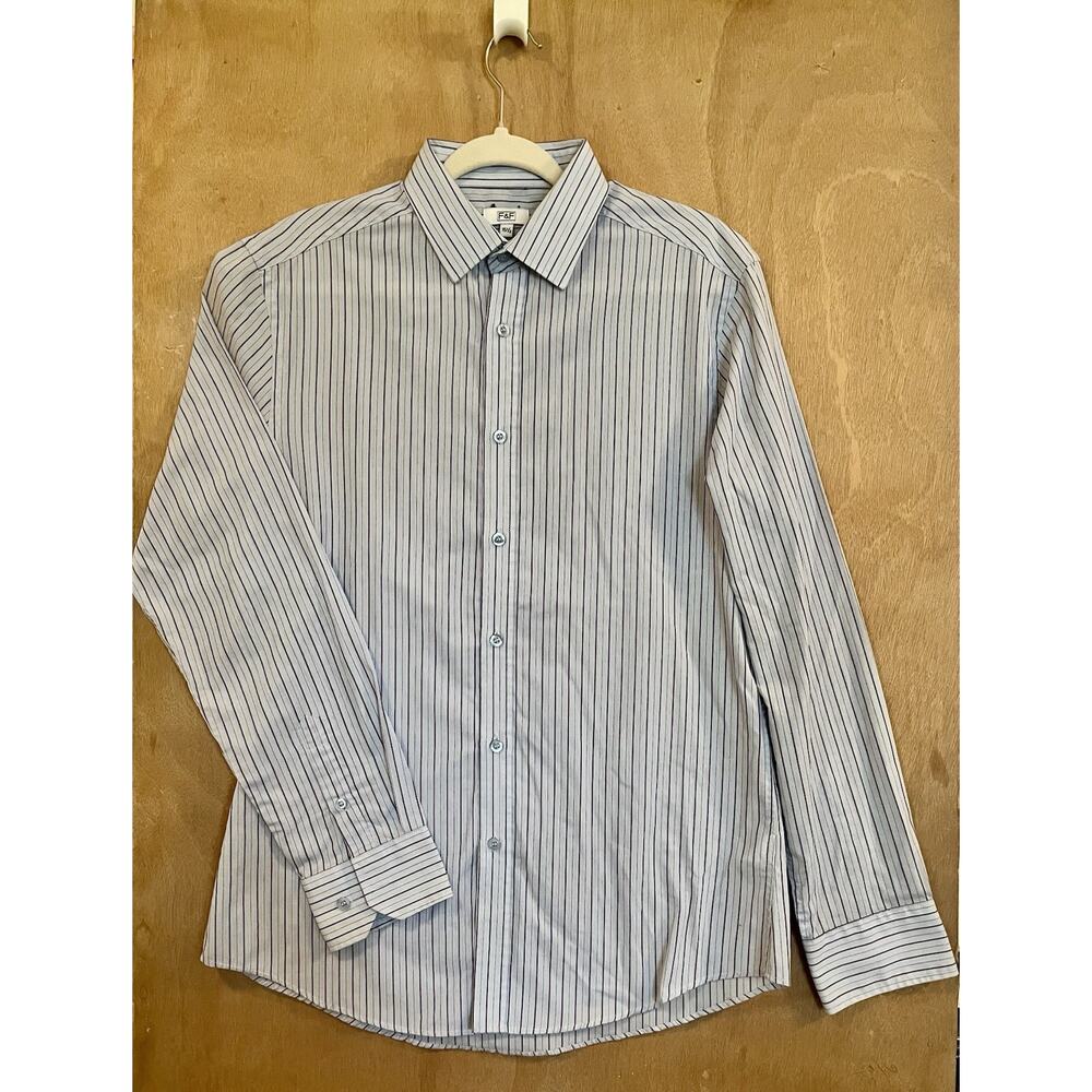 F+F Men’s Striped Button Down, 15 1/2 Neck, Tailored Fit